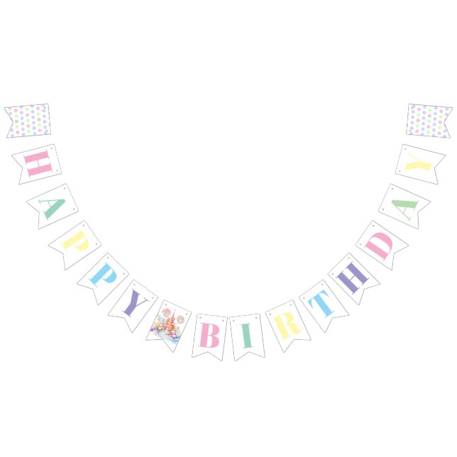 Bannière À Fanions Whimsical Watercolor Pastel Candyland Birthday (Tout)