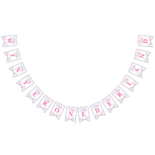 Bannière À Fanions Winter Onederland 1er Anniversaire Rose mignon Mod