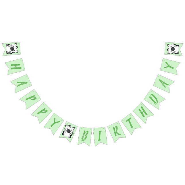 Bannière À Fanions Zebra Birthday Party Green (Tout)