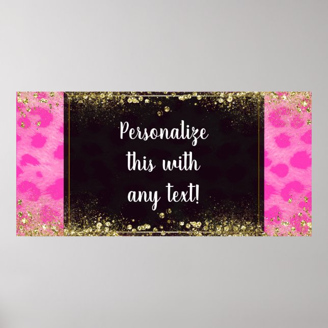 Bannière à paillettes dorées avec impression léopa (Devant)