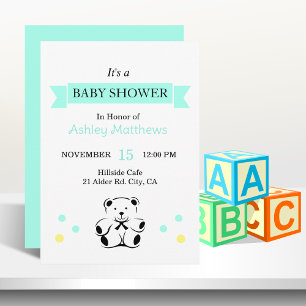 Bannière à Ruban Fête Prénatale Ourson Invitation
