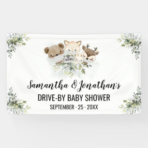 Bannière Animaux de la forêt Baby shower en voit