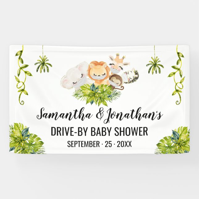 Bannière Animaux de la Jungle Baby shower (Horizontal)