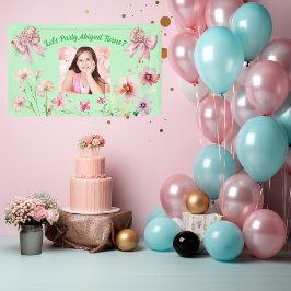 Bannière Anniversaire de la Bow florale rose migno