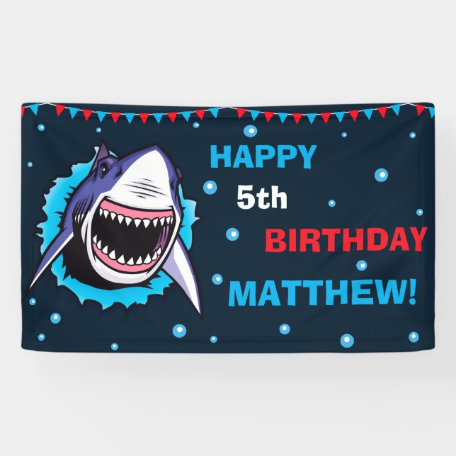 Bannière anniversaire heureux de requins Bannière  (Horizontal)