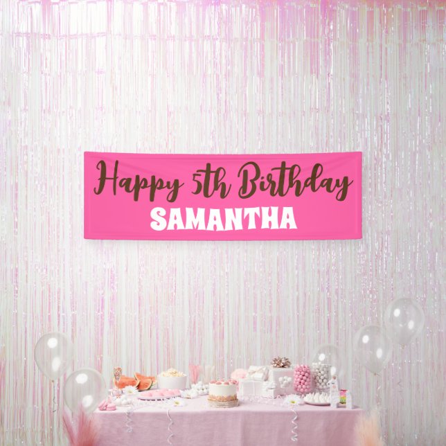 Bannière Anniversaire, Pink Happy 5th Birthday Sig (Fête)