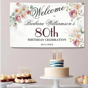 Bannière Aquarelle Florale Bienvenue 80e Anniversa