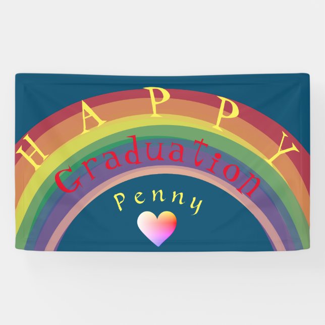 Bannière arc-en-ciel personnalisée "Happy Graduati (Horizontal)