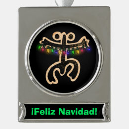 Bannière Argenté Ornement de bannières de Noël Coqui Taino