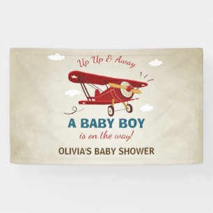 Bannière Baby shower avion Voyage Aventure Garçon