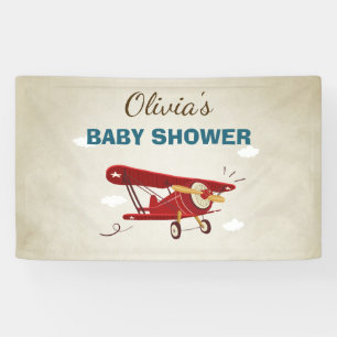 Bannière Baby shower avion Voyage Aventure Garçon