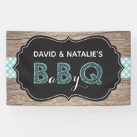 Bannière Baby shower BBQ BBQ Bébé Turquoise