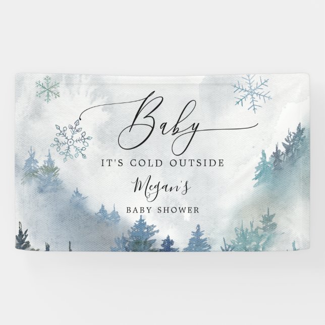 Bannière Baby shower Blue Winter Wonderland (Horizontal)