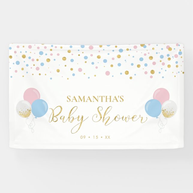 Bannière Baby shower de révélation de genre or, ro (Horizontal)