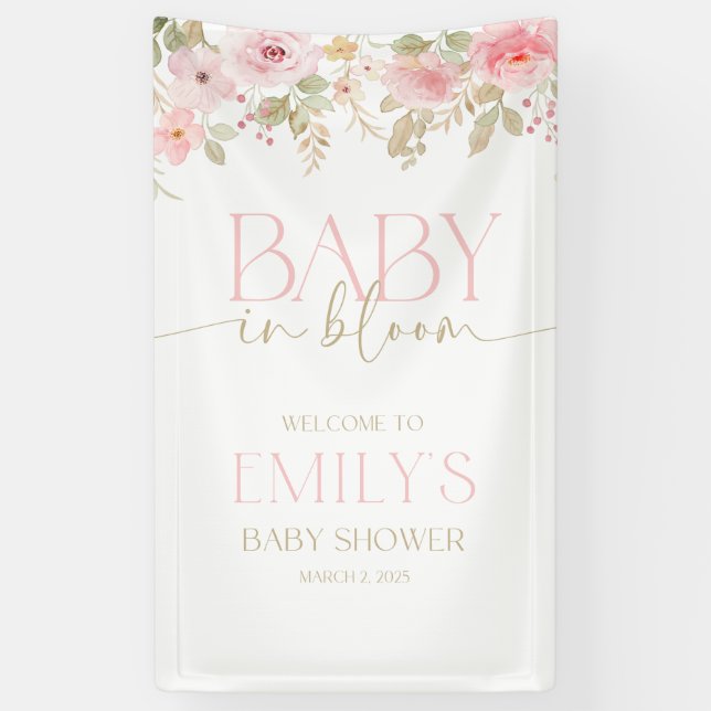 Bannière Baby shower en toile. Qualité extérieure. (Vertical)