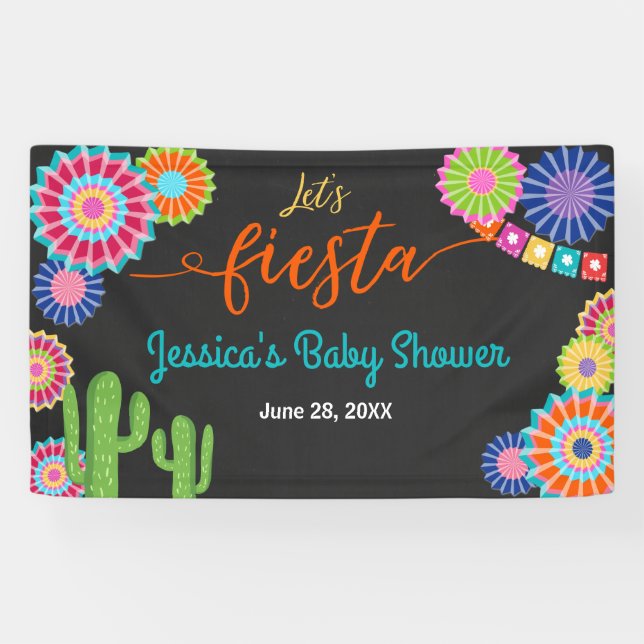 Bannière Baby shower Fiesta Cactus mexicain (Horizontal)