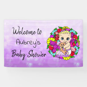 Bannière Baby shower fille, Bébé fille violet