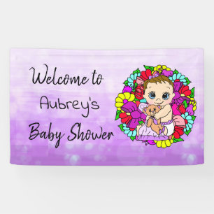 Bannière Baby shower fille, Bébé fille violet