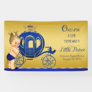 Bannière Baby Shower Garçon Bleu Royal et Or Carro