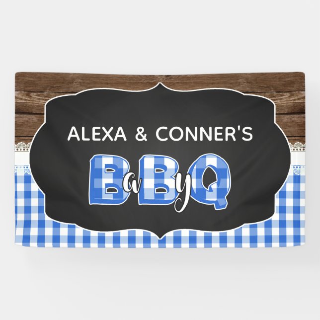 Bannière Baby shower Q bébé - Bleu foncé (Horizontal)