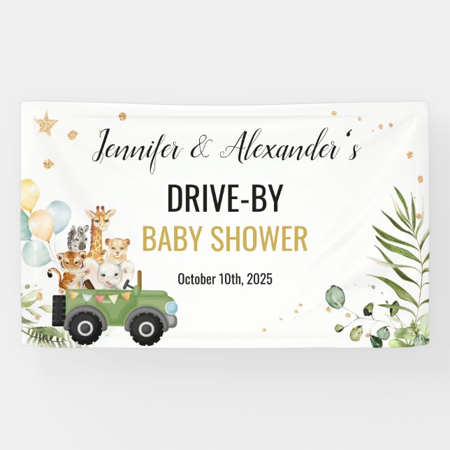 Bannière Baby shower Safari Drive-by (Horizontal)