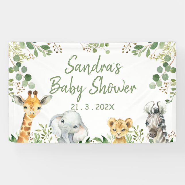 Bannière Baby shower Safari Neutre Genre Folid (Horizontal)