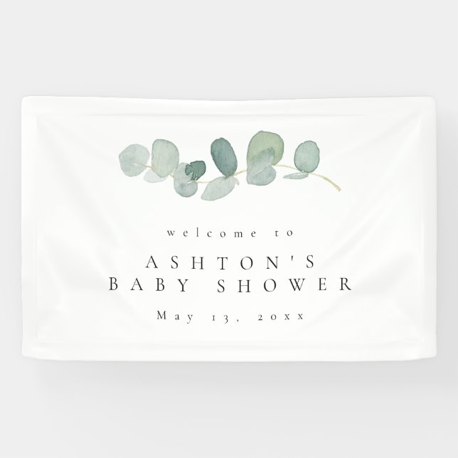 Bannière Baby shower verdoyante aquarelle (Horizontal)
