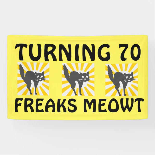 BANNIÈRE CHAT FUNNY 70E ANNIVERSAIRE (Horizontal)