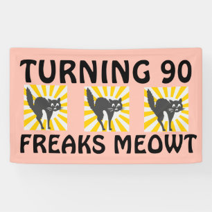 BANNIÈRE CHAT FUNNY 90E ANNIVERSAIRE