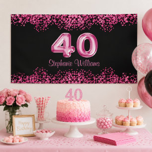 Bannière chic noir et rose pour 40e anniversaire