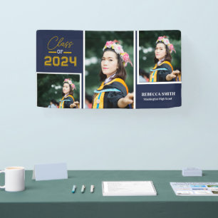 Bannière Collegiate Script Navy