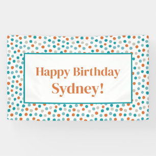 Bannière Confetti turquoise et Orange Pois