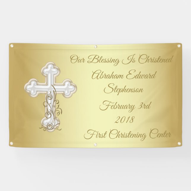 Bannière croisée d'or de baptême de baptême (Horizontal)