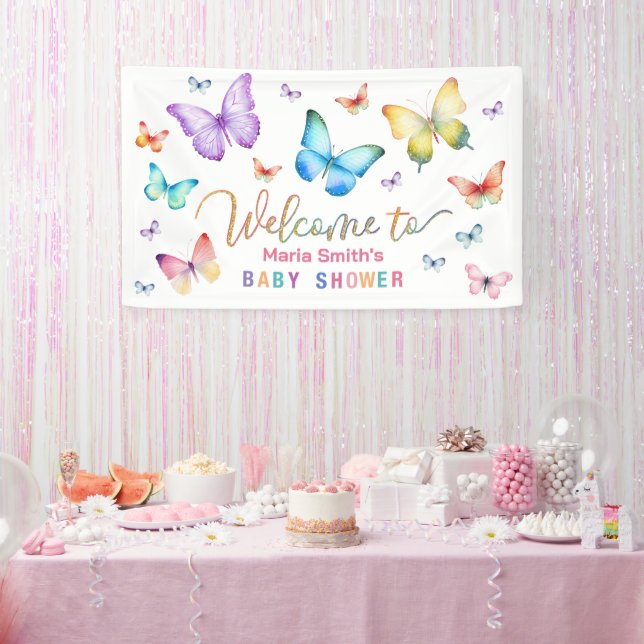 Bannière d'accueil Baby shower papillon (Fête)