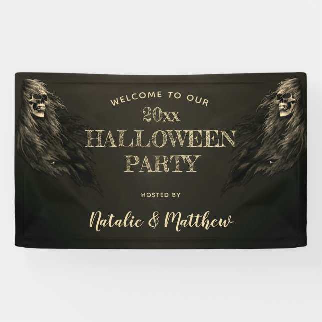 Bannière d'accueil de la fête d'Halloween déplaisa (Horizontal)