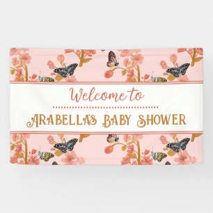 Bannière d'accueil pour Baby shower papillon rose 