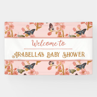Bannière d'accueil pour Baby shower papillon rose 