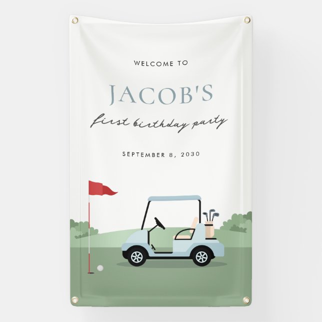 Bannière d'accueil pour l'anniversaire du golf par (Verticale)