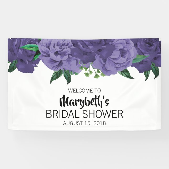 Bannière d'accueil Violet Floral Fête des mariées  (Horizontal)