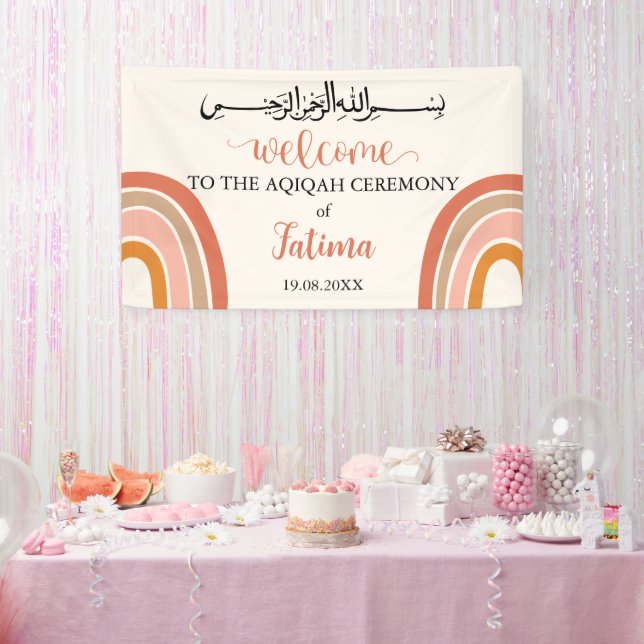 Bannière d'Affiche de bienvenue Aqeeqah moderne mi (Fête)