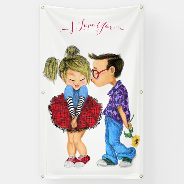 Bannière d'amour romantique - Je t'aime (Vertical)