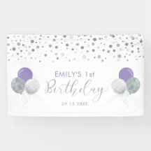 Bannière d'anniversaire 1ère année Ballon Violet &