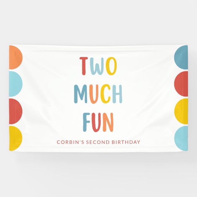 Bannière d'anniversaire 2 ans "Two Much Fun" (Horizontal)