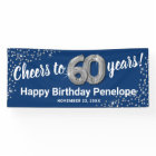Bannière d'anniversaire 60 ans pailletée bleu arge