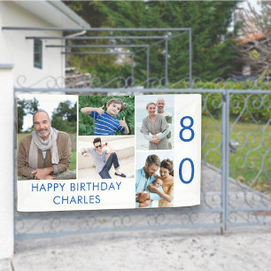 Bannière d'anniversaire 80 ans Collage de 5 photos