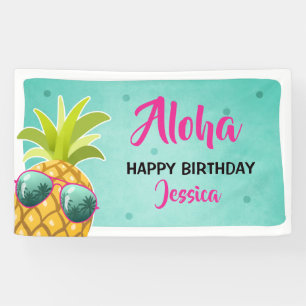 Bannière d'anniversaire Aloha Pineappy Tropical Lu