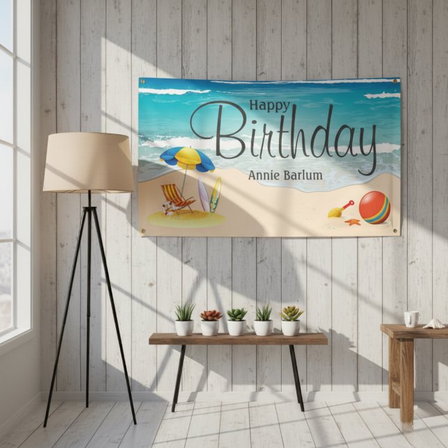 Bannière d'anniversaire "Beach Bliss" ("Beach Bliss" Happy Birthday Banner)