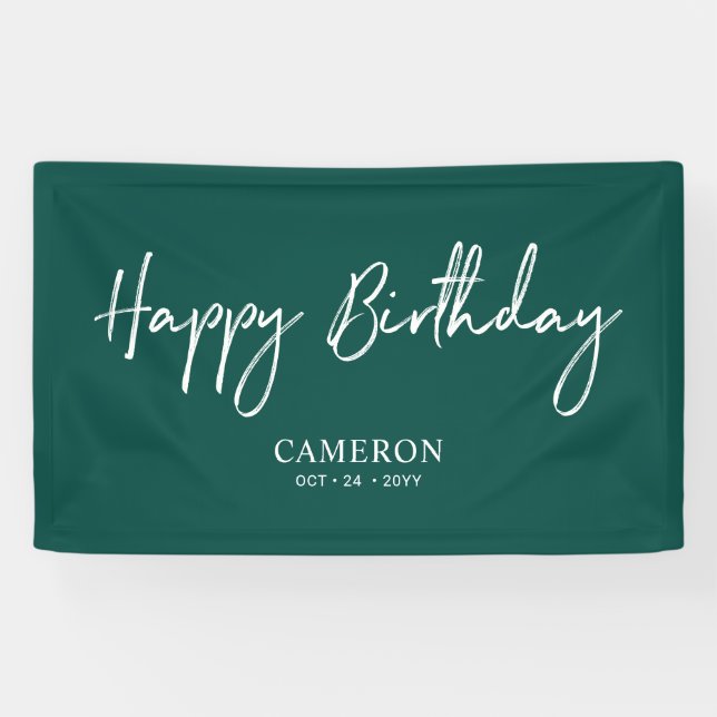 Bannière d'anniversaire Black & Green Minimal pers (Horizontal)