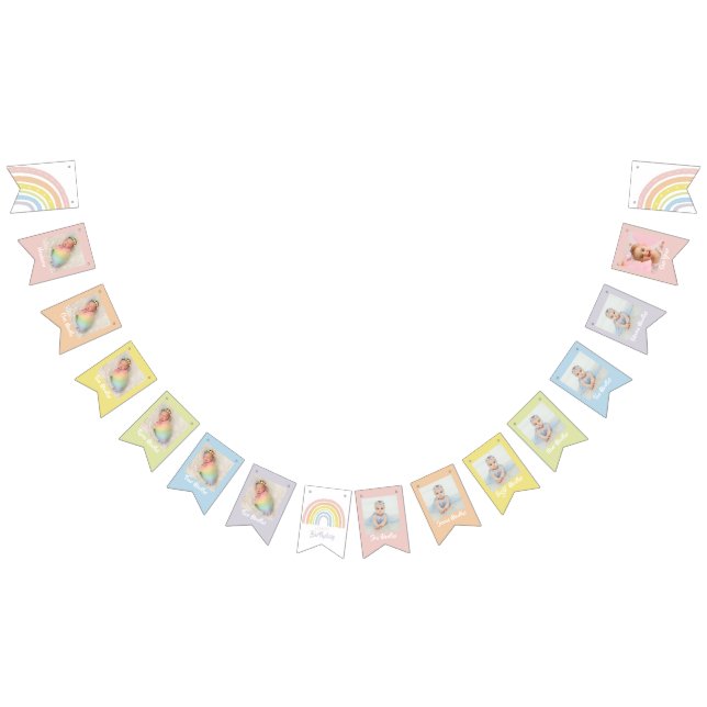 Bannière d'anniversaire Boho Rainbow | Premier ann (Tout)