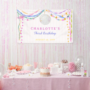 Bannière d'anniversaire boule disco Chaînes en Pap